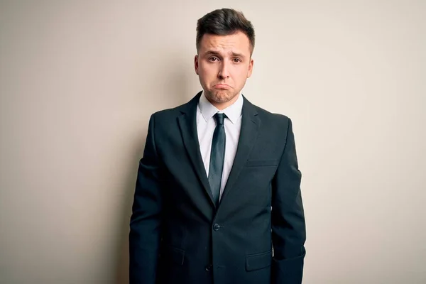 Young Handsome Business Man Wearing Elegant Suit Tie Isolated Background — Stock Photo, Image