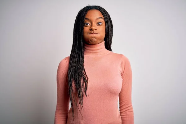 Young African American Woman Standing Casual Cool White Isolated Background — Stock Photo, Image