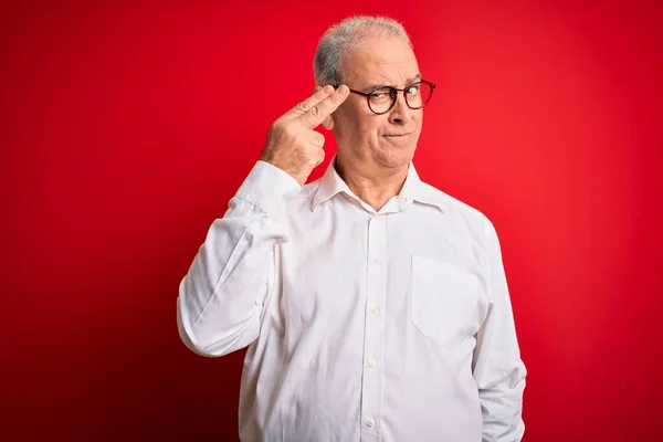 Homem Hoary Bonito Meia Idade Vestindo Camisa Casual Óculos Sobre — Fotografia de Stock