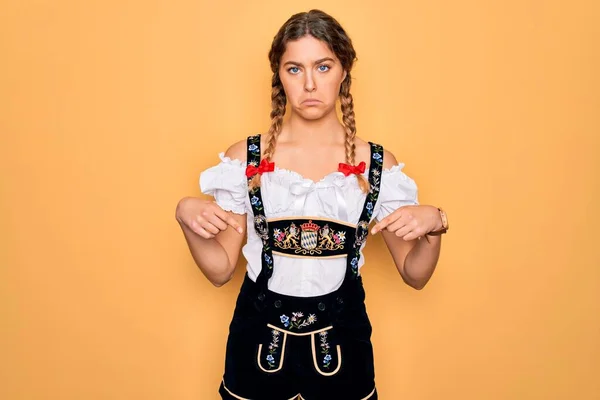 Young Beautiful Blonde German Woman Blue Eyes Wearing Traditional Octoberfest — Stock Photo, Image