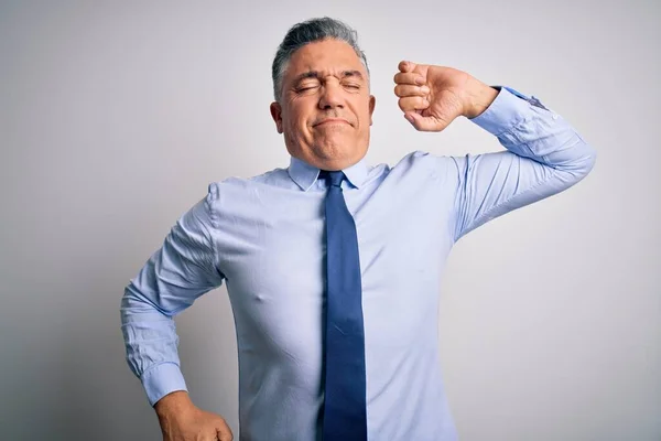 Bello Uomo Affari Mezza Età Dai Capelli Grigi Con Camicia — Foto Stock