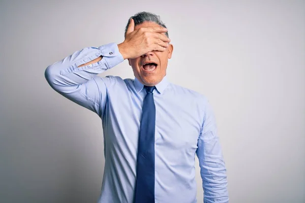 Bello Uomo Affari Mezza Età Dai Capelli Grigi Che Indossa — Foto Stock