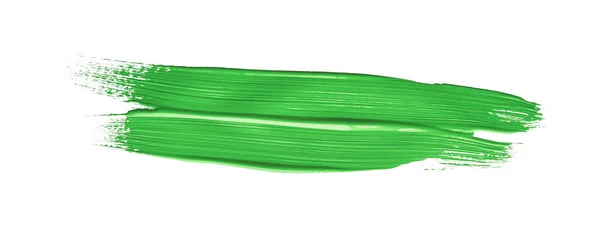 Grön Pensel Stroke Isolerad Vit Bakgrund — Stockfoto