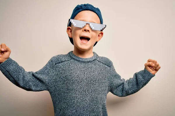 Jovem Garoto Caucasiano Vestindo Óculos Vida Bandido Meme Internet Sobre — Fotografia de Stock