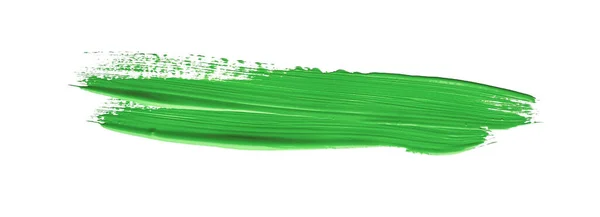 Grön Pensel Stroke Isolerad Vit Bakgrund — Stockfoto