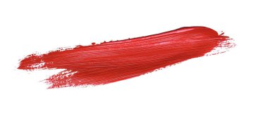 İzole edilmiş arkaplanda kırmızı renkli fırça darbesi, tuval suluboya dokusu, kırmızı ruj lekesi