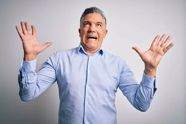 Middle Age Handsome Grey Haired Business Man Wearing Elegant Shirt — Stock Photo, Image