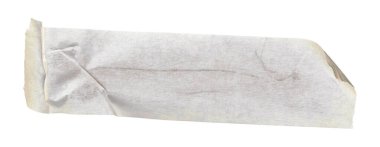 İzole edilmiş arkaplan üzerinde beyaz yapışkan kağıt bant, boş bağlanma ambalaj buruşuk yapıştırma etiketi