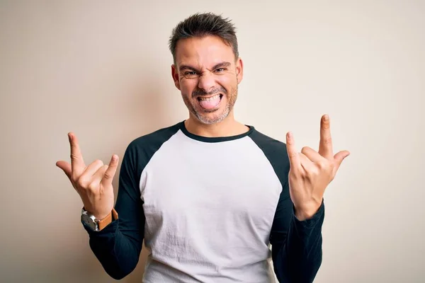 Young Handsome Man Wearing Casual Shirt Standing Isolated White Background — Stock Photo, Image