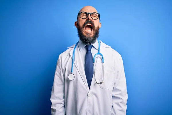 Knappe Kale Dokter Man Met Baard Draagt Een Bril Stethoscoop — Stockfoto