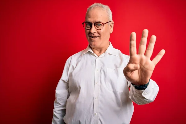 Homem Hoary Bonito Meia Idade Vestindo Camisa Casual Óculos Sobre — Fotografia de Stock