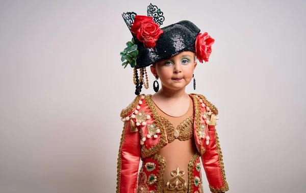Mladý Malý Kavkazský Dítě Dívka Sobě Bullfighter Tradiční Folkore Španělský — Stock fotografie