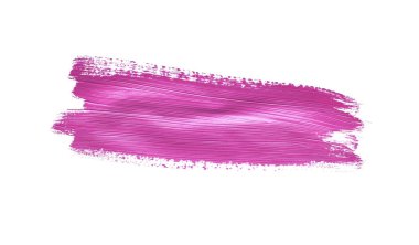 İzole edilmiş arkaplanda kırmızı renkli fırça darbesi, tuval suluboya dokusu, pembe ruj lekesi