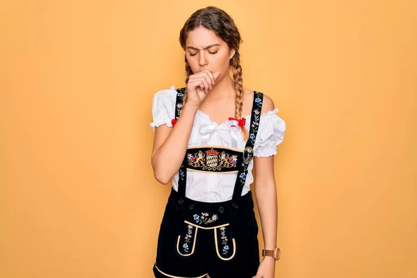 Young Beautiful Blonde German Woman Blue Eyes Wearing Traditional Octoberfest — Stock Photo, Image