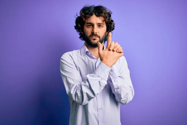 Jovem Homem Negócios Bonito Com Barba Vestindo Camisa Sobre Fundo — Fotografia de Stock