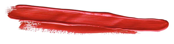 Červená Barva Tahu Štětcem Malování Přes Izolované Pozadí Plátno Akvarel — Stock fotografie