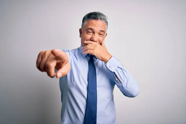 Homem Negócios Bonito Cabelos Grisalhos Meia Idade Vestindo Camisa Elegante — Fotografia de Stock