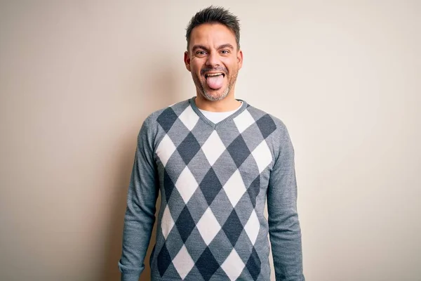 Young Handsome Man Wearing Casual Sweater Standing Isolated White Background — Stock Photo, Image