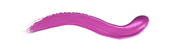 Red colored brush stroke paiting over isolated background, canvas watercolor texture, pink lipstick smudge