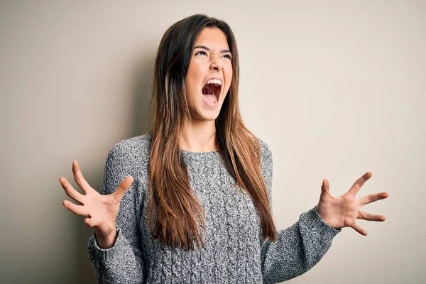 Giovane Bella Ragazza Indossa Maglione Casual Piedi Sopra Isolato Sfondo — Foto Stock