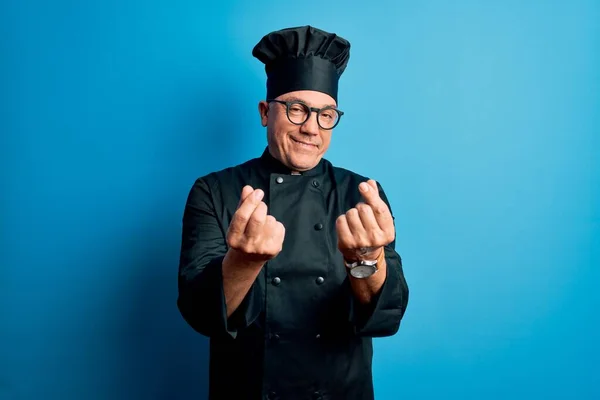 Middle Age Handsome Grey Haired Chef Man Wearing Cooker Uniform — Stock Photo, Image