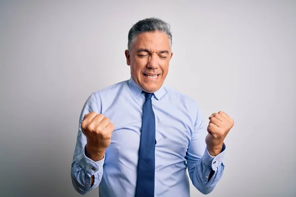 Hombre Negocios Guapo Pelo Gris Mediana Edad Con Camisa Elegante —  Fotos de Stock