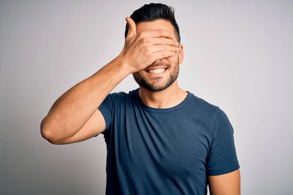 Young Handsome Man Wearing Casual Shirt Standing Isolated White Background — Stock Photo, Image