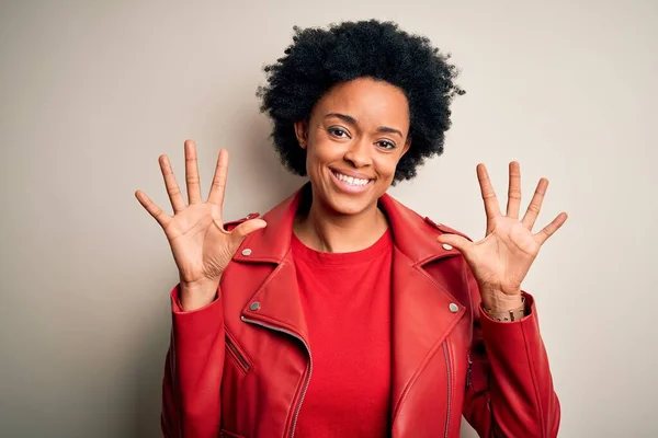 Young Beautiful African American Afro Woman Curly Hair Wearing Casual — Stock Photo, Image