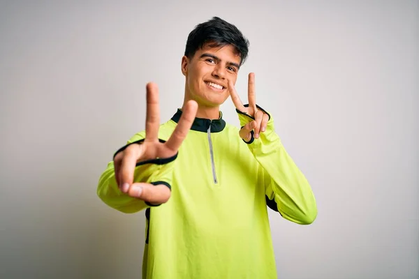 Young Handsome Sportsman Doing Sport Wearing Sportswear Isolated White Background — Stock Photo, Image