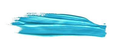 Turkuaz mavi fırça darbesi izole arkaplan üzerine yapıştırma, tuval suluboya dokusu