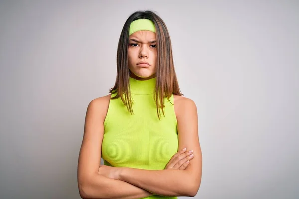 Jovem Bela Menina Esportiva Fazendo Esporte Vestindo Sportswear Sobre Fundo — Fotografia de Stock