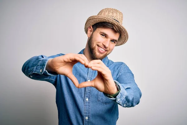 Jonge Knappe Blonde Man Met Baard Blauwe Ogen Met Denim — Stockfoto