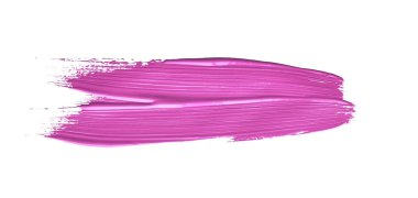 İzole edilmiş arkaplanda kırmızı renkli fırça darbesi, tuval suluboya dokusu, pembe ruj lekesi