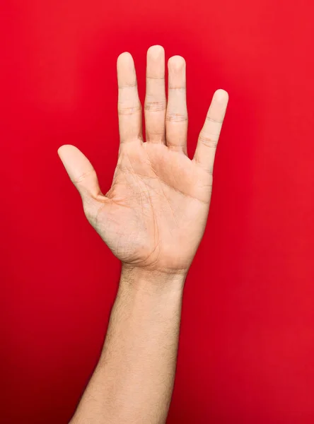Красива Рука Людини Показує Ять Пальців Вгору — стокове фото