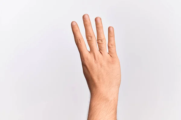 손가락을 숫자를 손가락을 코카서스 젊은이의 — 스톡 사진