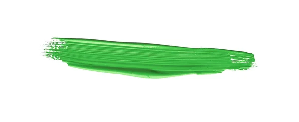 Grüner Pinselstrich Auf Isoliertem Hintergrund Leinwand Aquarell Textur — Stockfoto