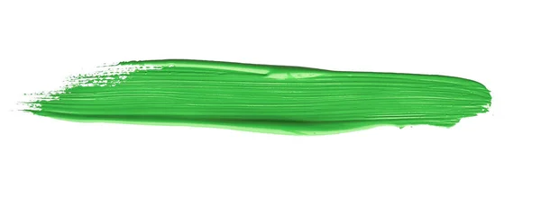 Зелений Штрих Пензля Зупиняється Над Ізольованим Тлом Полотно Акварельна Текстура — стокове фото