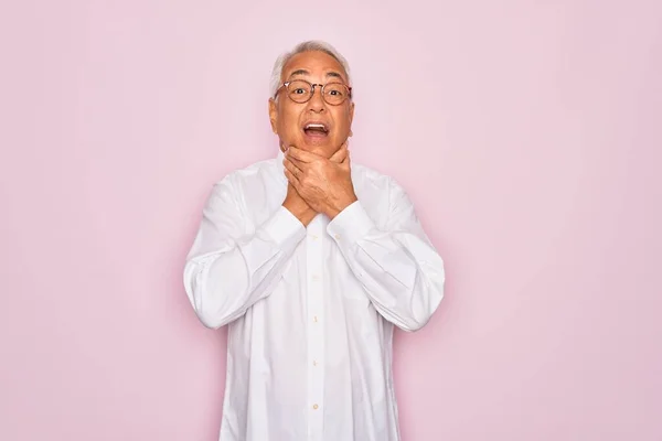 Middle Age Senior Grey Haired Man Wearing Glasses Business Shirt — Stock Photo, Image