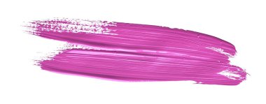 İzole edilmiş arkaplanda kırmızı renkli fırça darbesi, tuval suluboya dokusu, pembe ruj lekesi