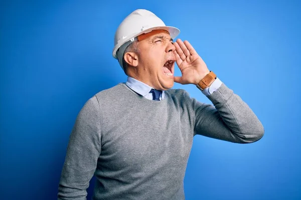 Medioevo Bell Uomo Ingegnere Dai Capelli Grigi Che Indossa Casco — Foto Stock