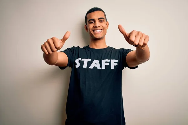 Young Handsome African American Worker Man Wearing Staff Uniform White — Stock Photo, Image