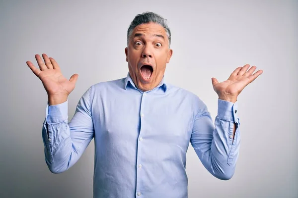 Middle Age Handsome Grey Haired Business Man Wearing Elegant Shirt — Stock Photo, Image