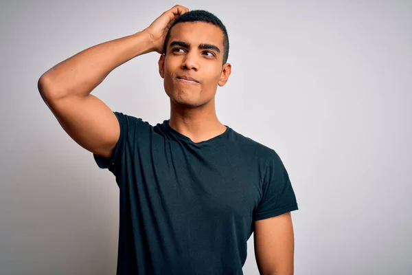 Jonge Knappe Afro Amerikaanse Man Met Een Casual Shirt Een — Stockfoto