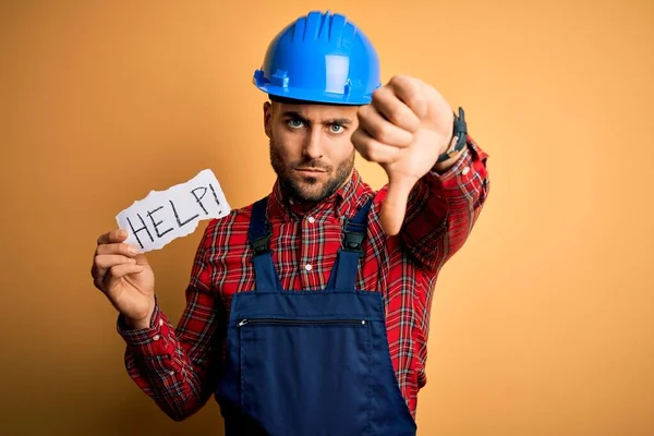 Jeune Homme Chantier Portant Casque Sécurité Offrant Aide Soutien Sur — Photo