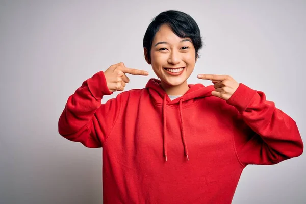 Jovencita Asiática Hermosa Usando Camisa Sudor Casual Con Mandíbulas Sobre —  Fotos de Stock