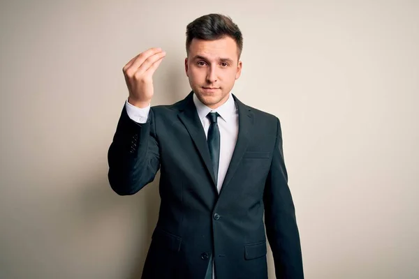 Young Handsome Business Man Wearing Elegant Suit Tie Isolated Background — Stock Photo, Image