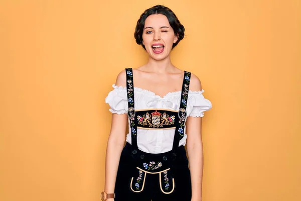 Young Beautiful German Woman Blue Eyes Wearing Traditional Octoberfest Dress — Stock Photo, Image