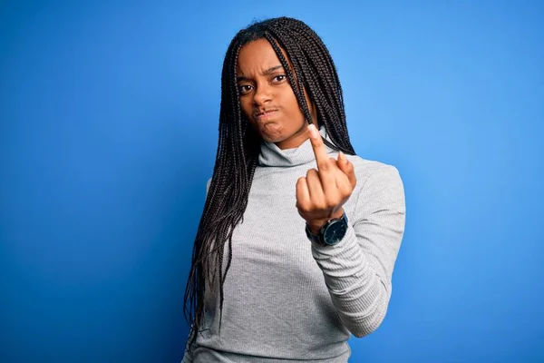 Young African American Woman Standing Wearing Casual Turtleneck Blue Isolated — ストック写真