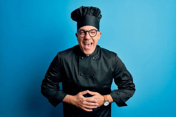 Middle Age Handsome Grey Haired Chef Man Wearing Cooker Uniform — Stock Photo, Image