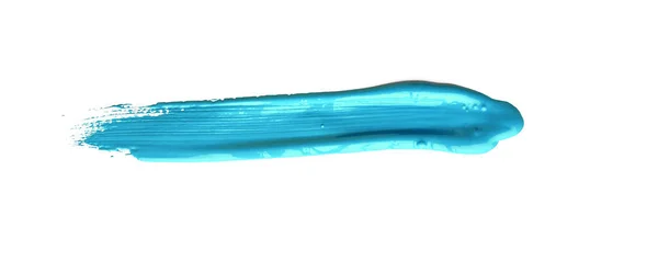 Pincelada Azul Turquesa Pincelada Sobre Fundo Isolado Textura Aquarela Lona — Fotografia de Stock